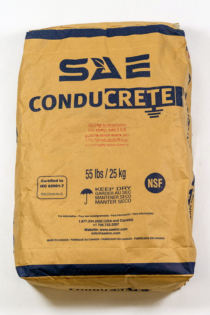 A bag of Conducrete conductive concrete the best product of its type