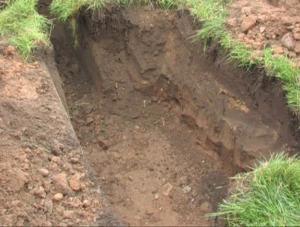 The roadside excavation for a broadband cabinet