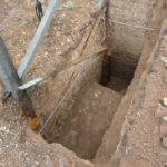 A corroded transmission tower leg